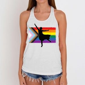 Dance LGBT Pride Flag Women's Knotted Racerback Tank