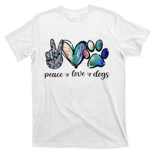 Dog Lover Peace Love Dogs Puppy Paw T-Shirt