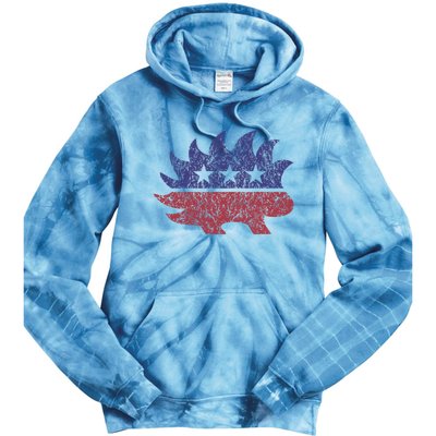 Distressed Libertarian Porcupine Cool Stylized Freedom Tie Dye Hoodie