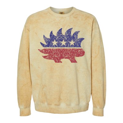 Distressed Libertarian Porcupine Cool Stylized Freedom Colorblast Crewneck Sweatshirt