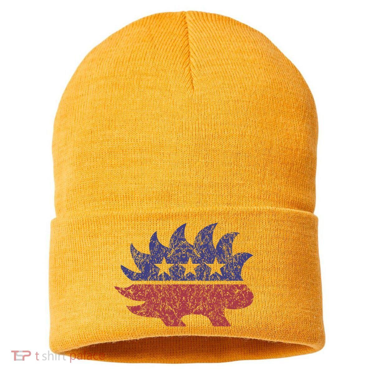Distressed Libertarian Porcupine Cool Stylized Freedom Sustainable Knit Beanie