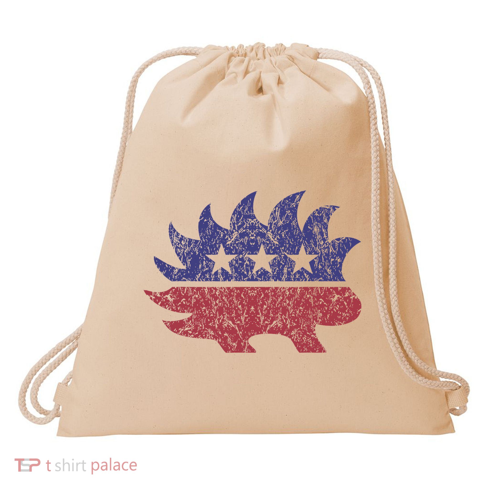 Distressed Libertarian Porcupine Cool Stylized Freedom Drawstring Bag
