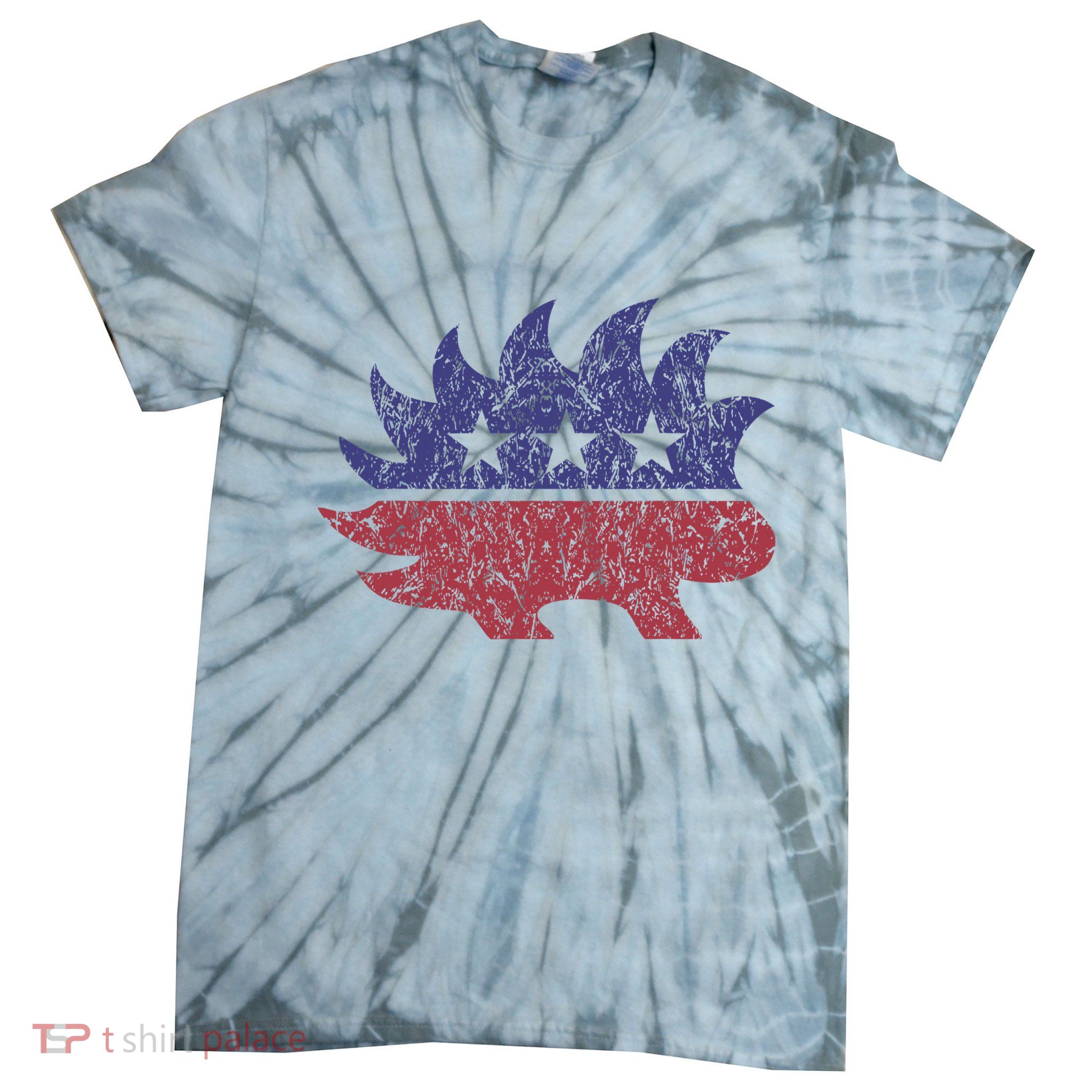 Distressed Libertarian Porcupine Cool Stylized Freedom Tie-Dye T-Shirt