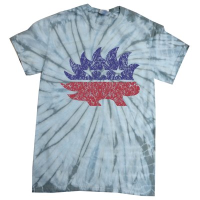 Distressed Libertarian Porcupine Cool Stylized Freedom Tie-Dye T-Shirt