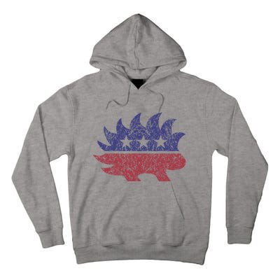 Distressed Libertarian Porcupine Cool Stylized Freedom Tall Hoodie