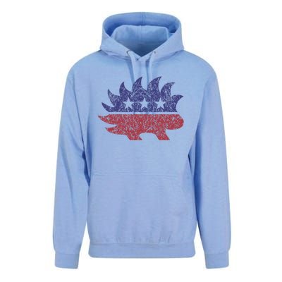 Distressed Libertarian Porcupine Cool Stylized Freedom Unisex Surf Hoodie