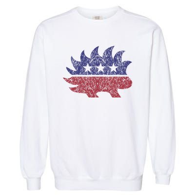 Distressed Libertarian Porcupine Cool Stylized Freedom Garment-Dyed Sweatshirt