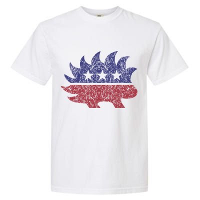 Distressed Libertarian Porcupine Cool Stylized Freedom Garment-Dyed Heavyweight T-Shirt