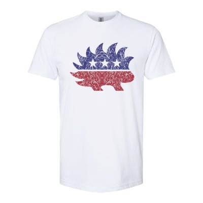 Distressed Libertarian Porcupine Cool Stylized Freedom Softstyle CVC T-Shirt