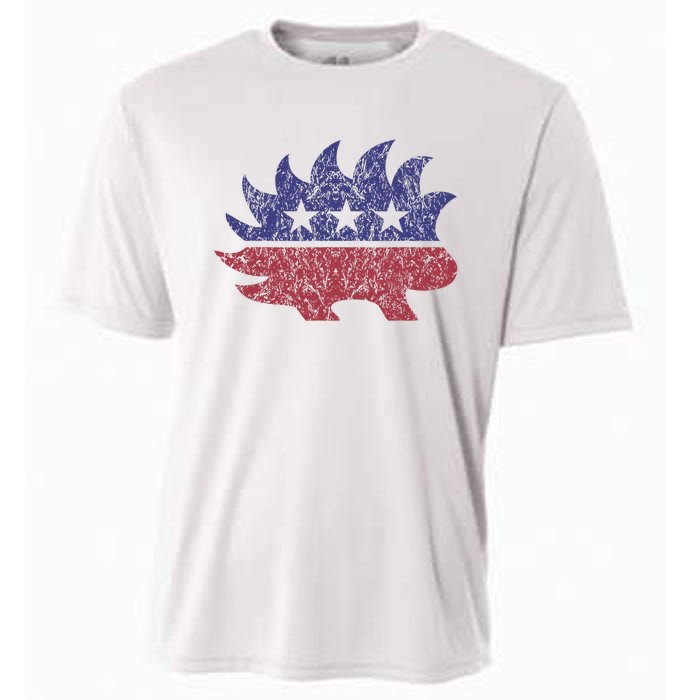 Distressed Libertarian Porcupine Cool Stylized Freedom Cooling Performance Crew T-Shirt