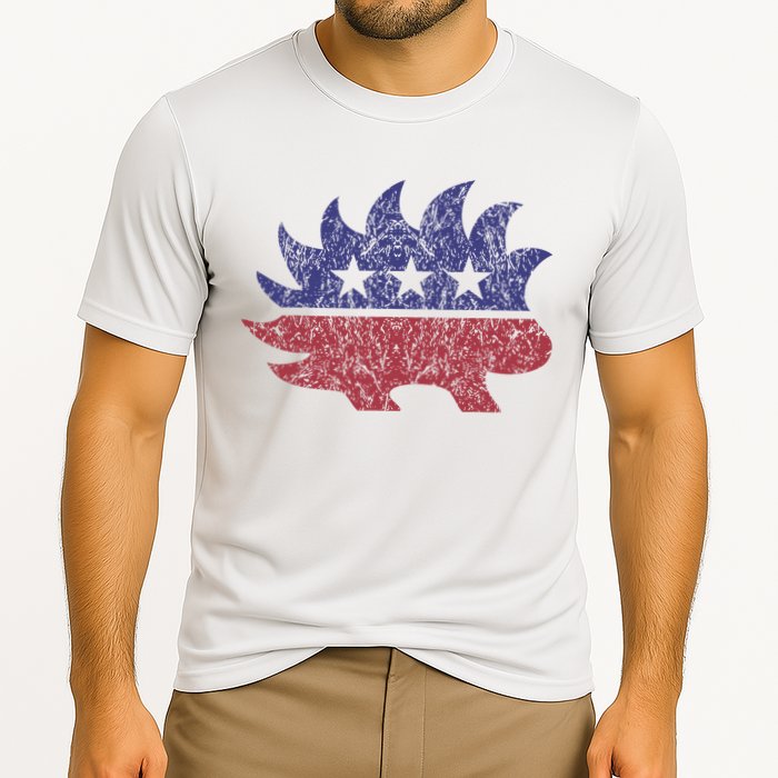 Distressed Libertarian Porcupine Cool Stylized Freedom Cooling Performance Crew T-Shirt
