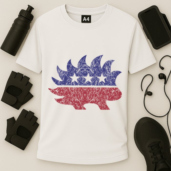 Distressed Libertarian Porcupine Cool Stylized Freedom Cooling Performance Crew T-Shirt