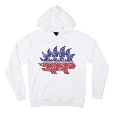 Distressed Libertarian Porcupine Cool Stylized Freedom Hoodie