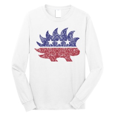 Distressed Libertarian Porcupine Cool Stylized Freedom Long Sleeve Shirt
