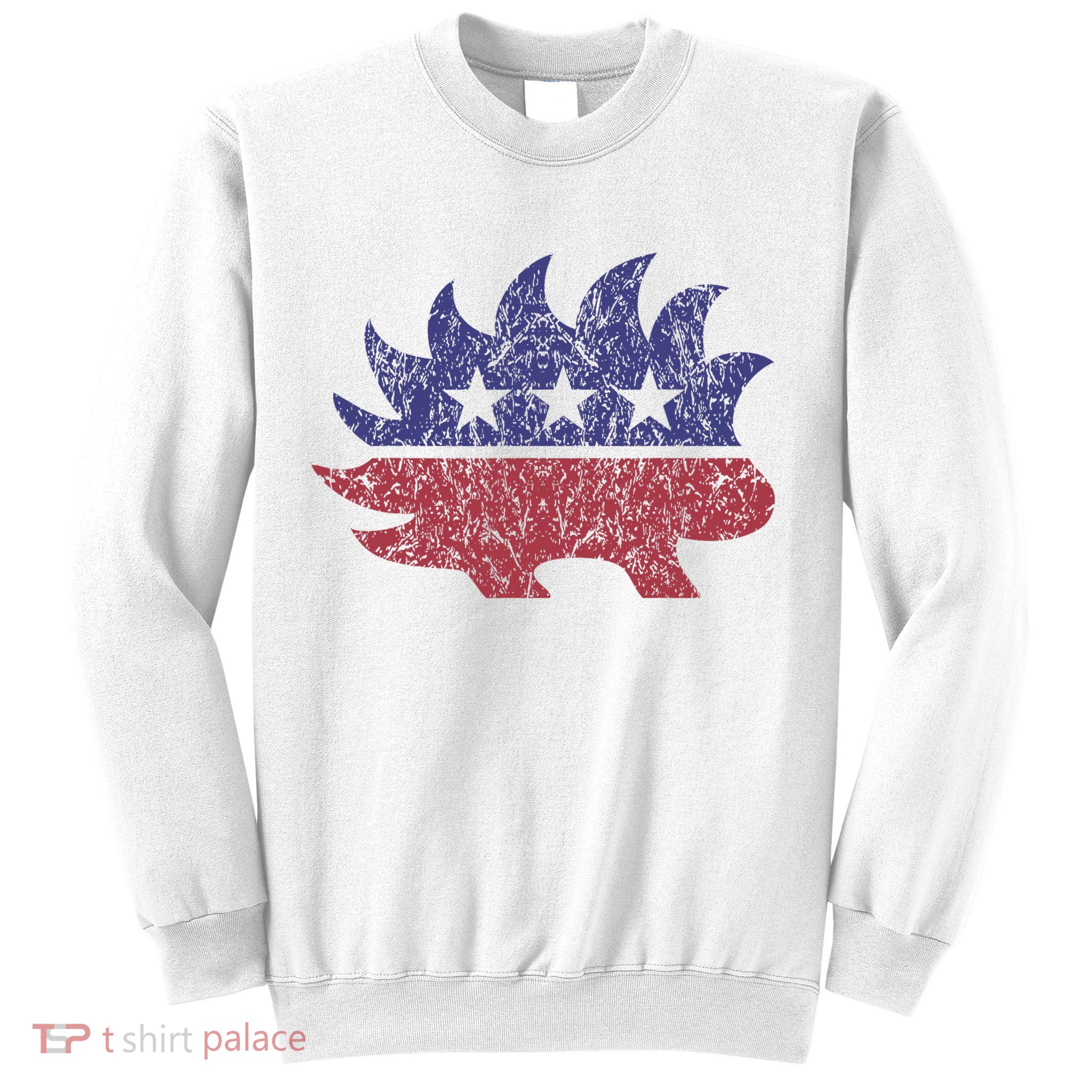 Distressed Libertarian Porcupine Cool Stylized Freedom Sweatshirt