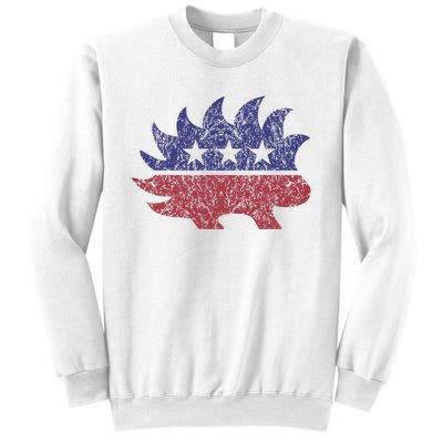 Distressed Libertarian Porcupine Cool Stylized Freedom Sweatshirt