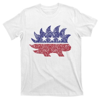 Distressed Libertarian Porcupine Cool Stylized Freedom T-Shirt