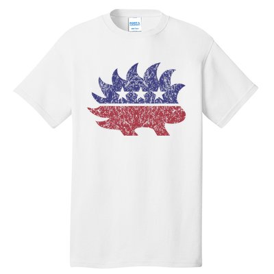 Distressed Libertarian Porcupine Cool Stylized Freedom Tall T-Shirt