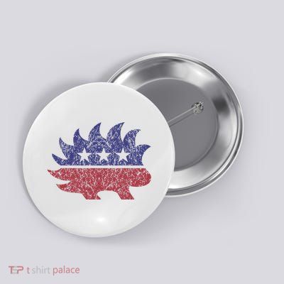 Distressed Libertarian Porcupine Cool Stylized Freedom Button