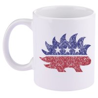 Distressed Libertarian Porcupine Cool Stylized Freedom 11oz C Handle Ceramic Mug