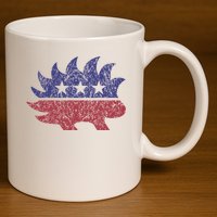 Distressed Libertarian Porcupine Cool Stylized Freedom 11oz C Handle Ceramic Mug