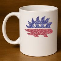 Distressed Libertarian Porcupine Cool Stylized Freedom 11oz C Handle Ceramic Mug