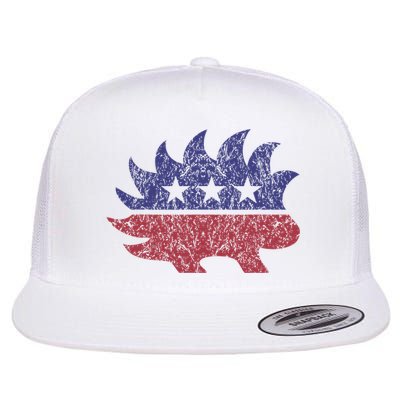 Distressed Libertarian Porcupine Cool Stylized Freedom Flatbill Hat