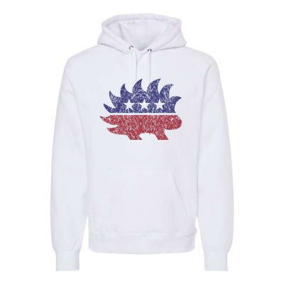 Distressed Libertarian Porcupine Cool Stylized Freedom Premium Hoodie