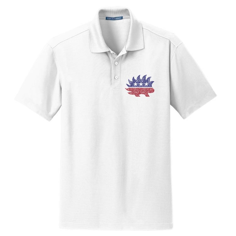 Distressed Libertarian Porcupine Cool Stylized Freedom Dry Zone Grid Polo