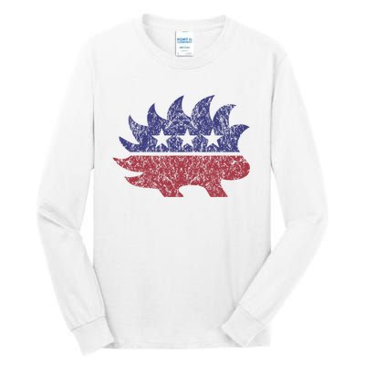 Distressed Libertarian Porcupine Cool Stylized Freedom Tall Long Sleeve T-Shirt