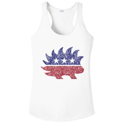 Distressed Libertarian Porcupine Cool Stylized Freedom Ladies PosiCharge Competitor Racerback Tank