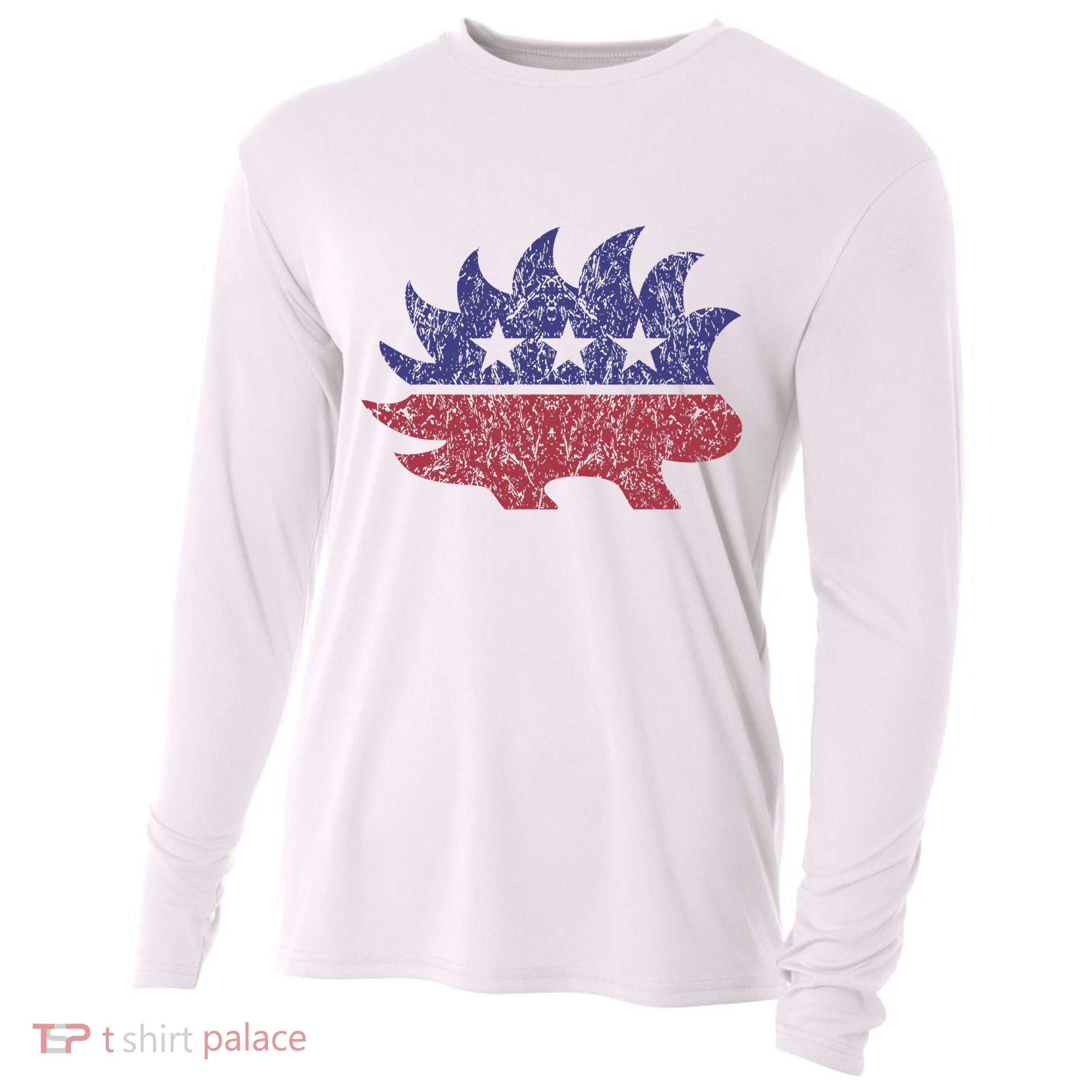 Distressed Libertarian Porcupine Cool Stylized Freedom Cooling Performance Long Sleeve Crew