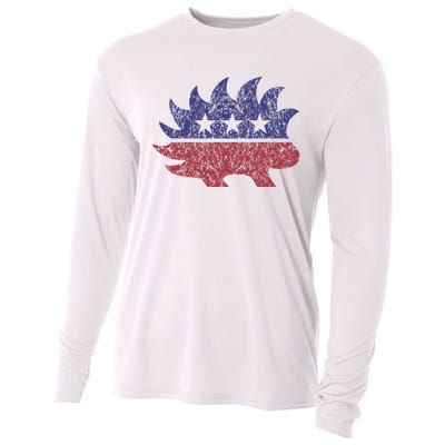 Distressed Libertarian Porcupine Cool Stylized Freedom Cooling Performance Long Sleeve Crew