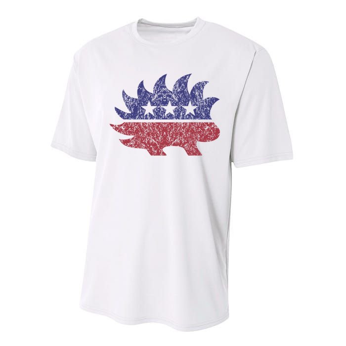 Distressed Libertarian Porcupine Cool Stylized Freedom Performance Sprint T-Shirt