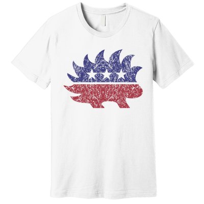 Distressed Libertarian Porcupine Cool Stylized Freedom Premium T-Shirt