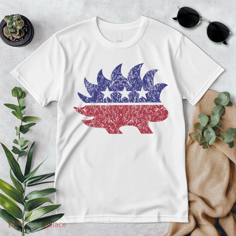 Distressed Libertarian Porcupine Cool Stylized Freedom Premium T-Shirt