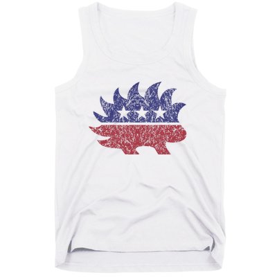 Distressed Libertarian Porcupine Cool Stylized Freedom Tank Top