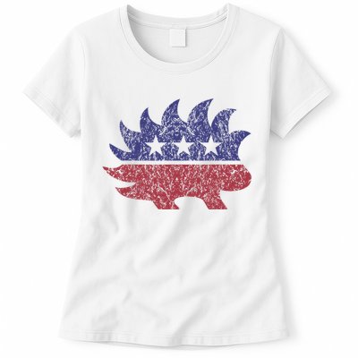 Distressed Libertarian Porcupine Cool Stylized Freedom Womens T-Shirt