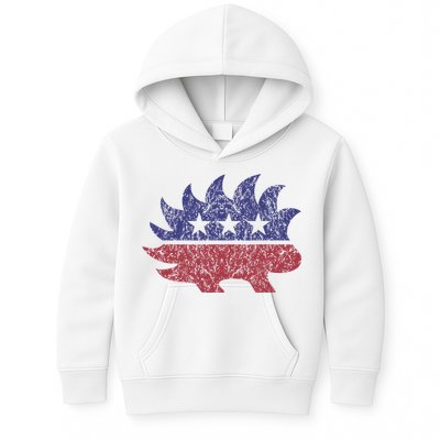 Distressed Libertarian Porcupine Cool Stylized Freedom Kids Hoodie