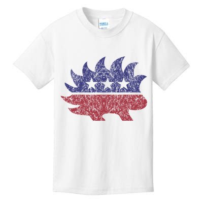 Distressed Libertarian Porcupine Cool Stylized Freedom Kids T-Shirt