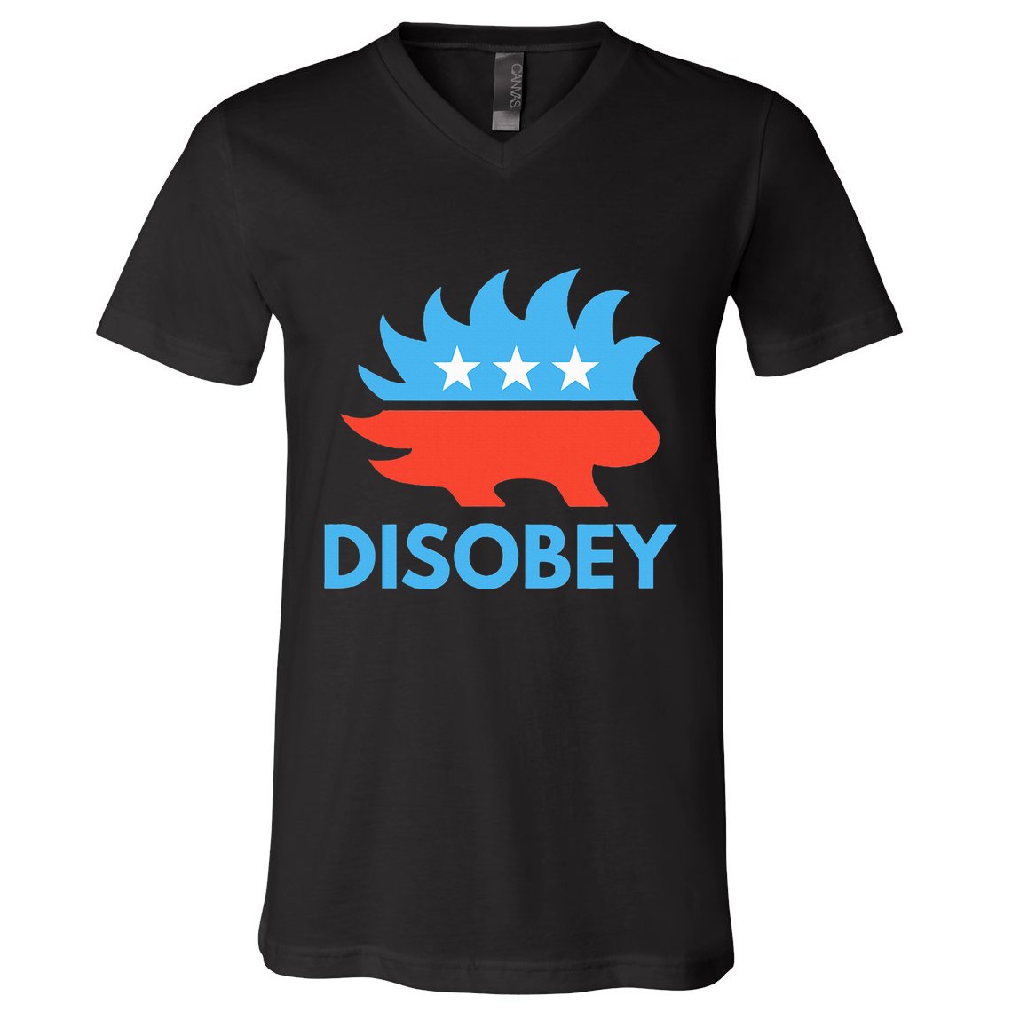 Disobey Libertarian Porcupine Resist Tyranny Gift V-Neck T-Shirt