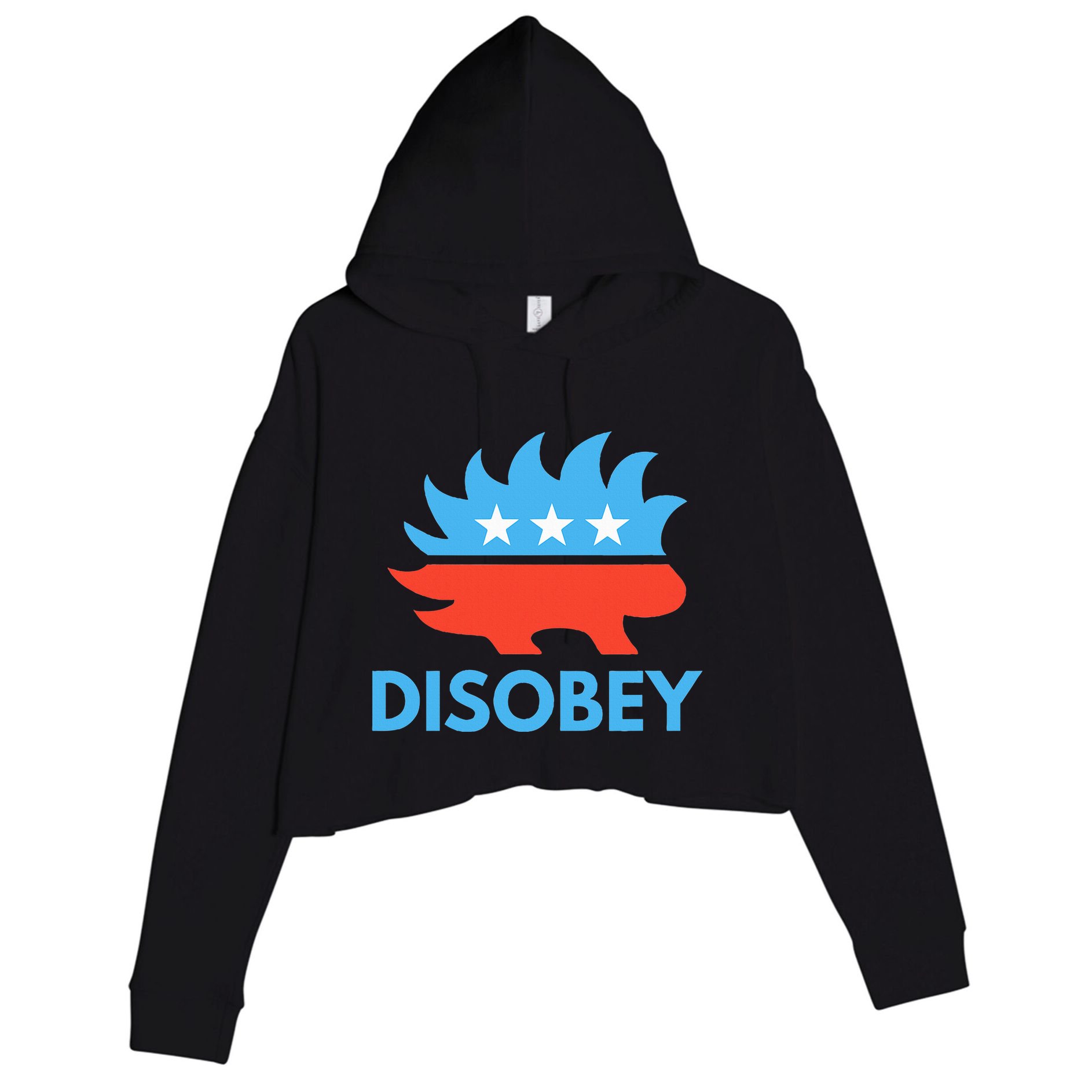 Disobey Libertarian Porcupine Resist Tyranny Gift Crop Fleece Hoodie