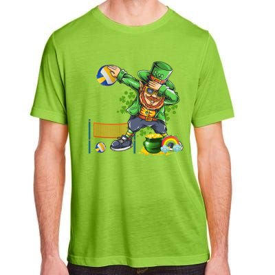 Dabbing Leprechaun Playing Volleyball Patrick Day Shamrock Cute Gift Adult ChromaSoft Performance T-Shirt