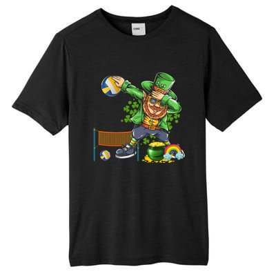 Dabbing Leprechaun Playing Volleyball Patrick Day Shamrock Cute Gift Tall Fusion ChromaSoft Performance T-Shirt