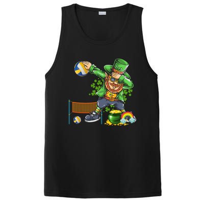 Dabbing Leprechaun Playing Volleyball Patrick Day Shamrock Cute Gift PosiCharge Competitor Tank