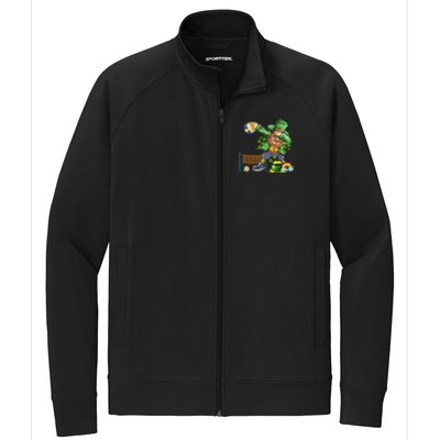 Dabbing Leprechaun Playing Volleyball Patrick Day Shamrock Cute Gift Stretch Full-Zip Cadet Jacket