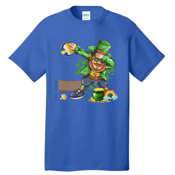 Dabbing Leprechaun Playing Volleyball Patrick Day Shamrock Cute Gift Tall T-Shirt