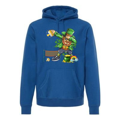 Dabbing Leprechaun Playing Volleyball Patrick Day Shamrock Cute Gift Premium Hoodie