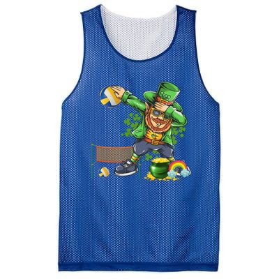 Dabbing Leprechaun Playing Volleyball Patrick Day Shamrock Cute Gift Mesh Reversible Basketball Jersey Tank