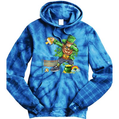 Dabbing Leprechaun Playing Volleyball Patrick Day Shamrock Cute Gift Tie Dye Hoodie